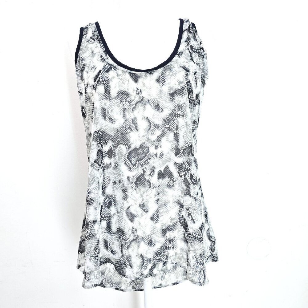 Kardashian Collection Black White Snakeskin Print Racerback Top Women Size Small